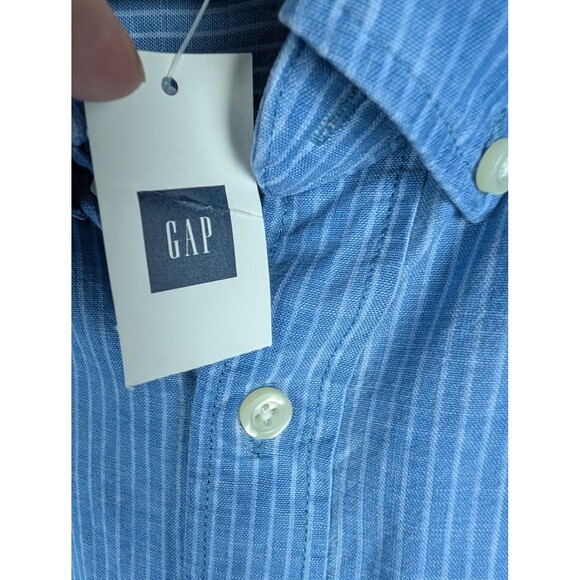 GAP Mens XL Blue Pinstripe Long Sleeve Button Down Shirt - Picture 4 of 9